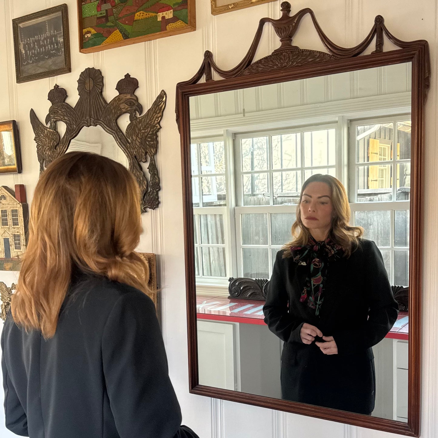 Lady in Mink Brooch - Gold/Black Head Wrap