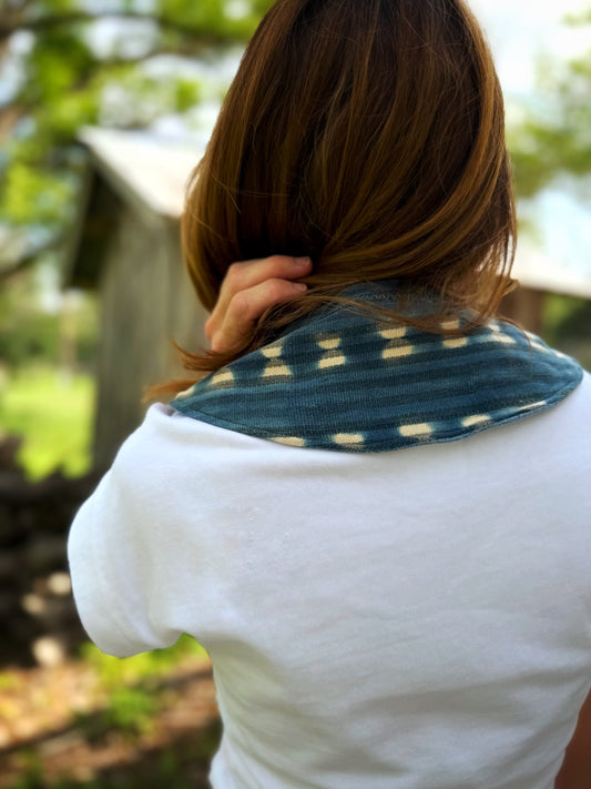 THE MAGGIE | Reversible Vintage Bogolan Collar - Indigo & Denim