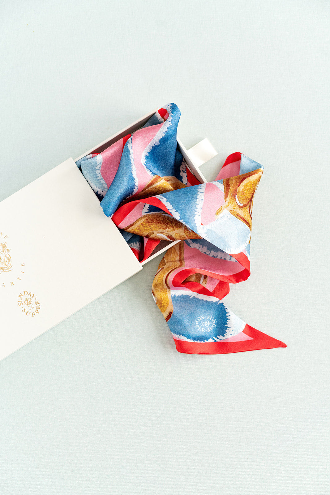 Catherine Cartie x Sunday Supper Brass Heart Silk Ribbon Scarf