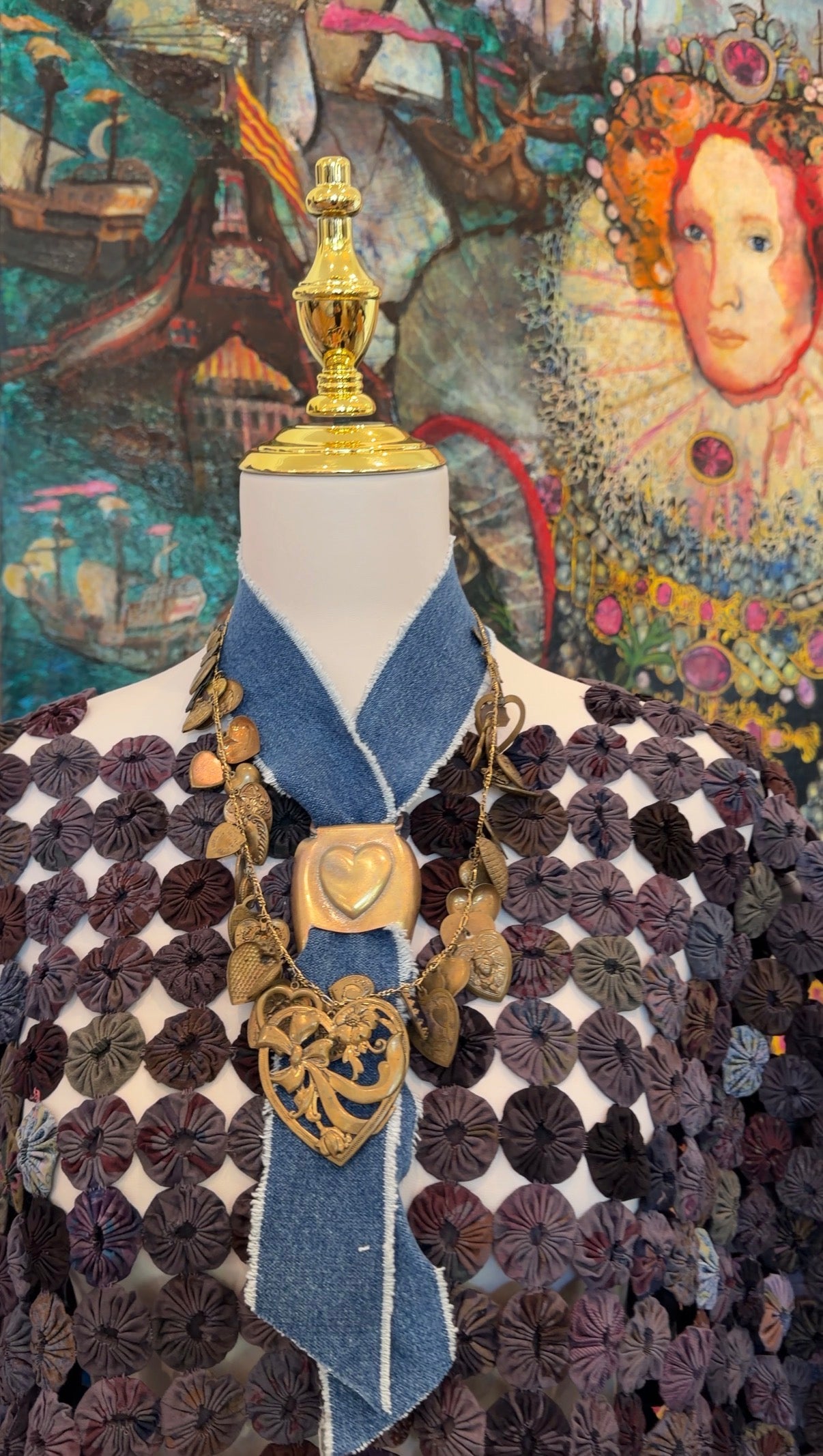 French Heart Locket Face Necklace