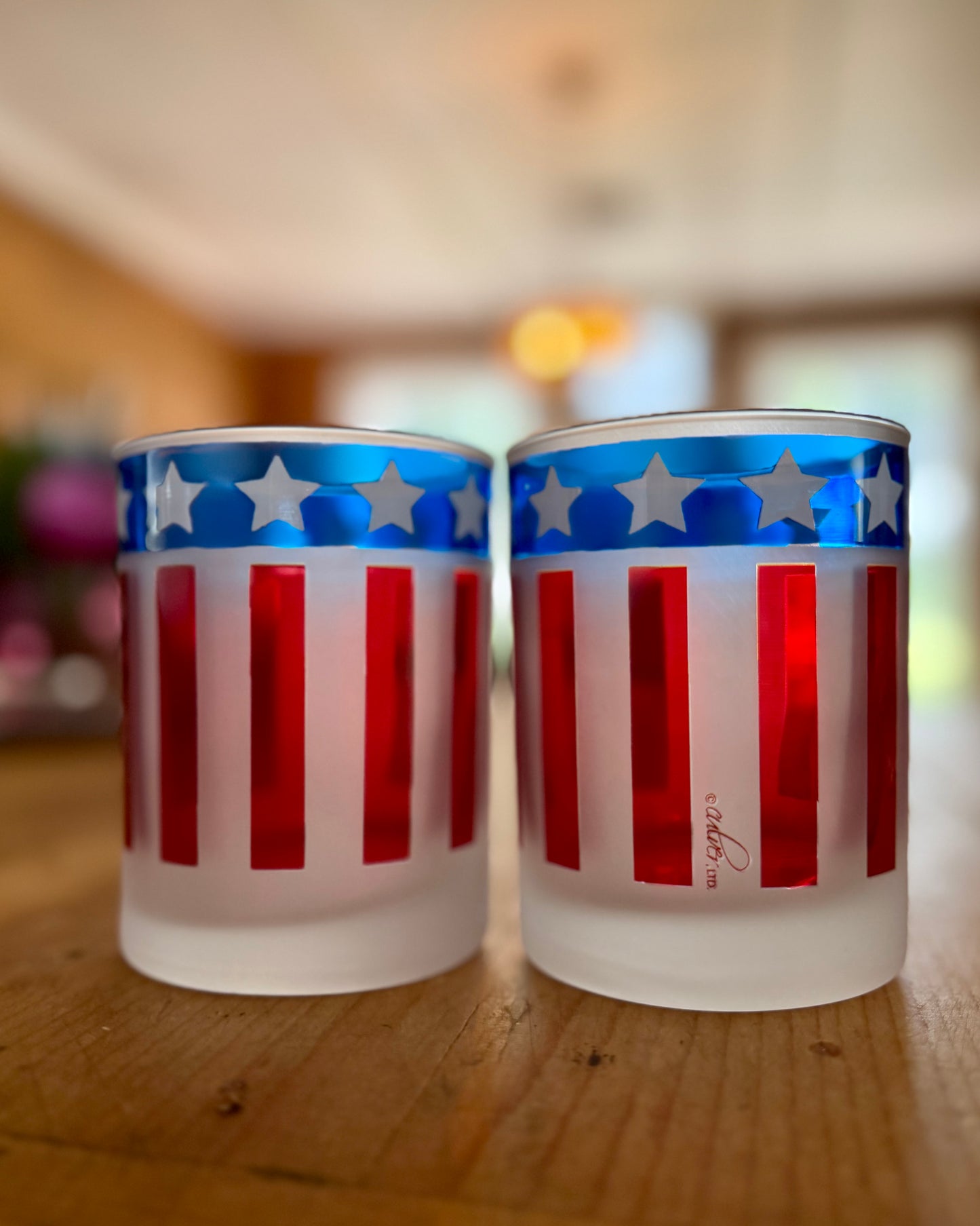 Vintage Culver Stars & Stripes Double Old Fashioned Glasses | Set of 2
