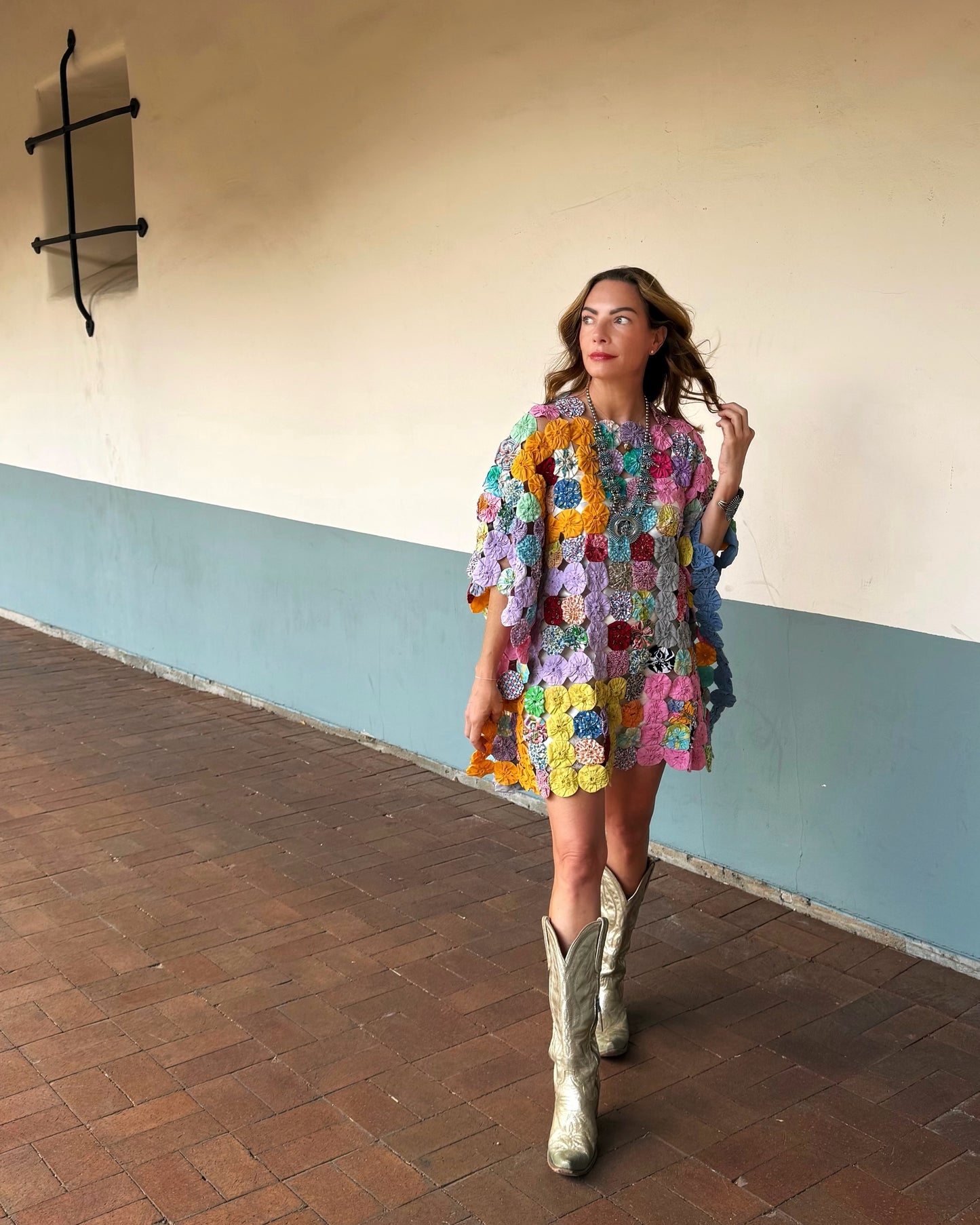 THE LIZZIE | Yo-Yo Rosette Mini Caftan | Painted Desert