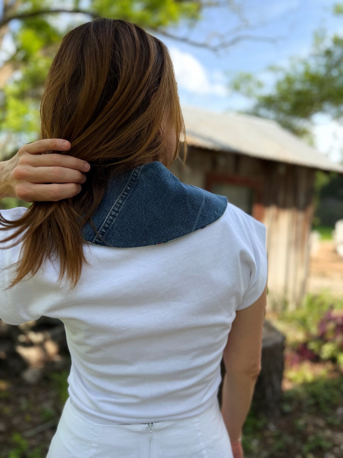 THE MAGGIE | Reversible Vintage Bogolan Collar - Black & Denim