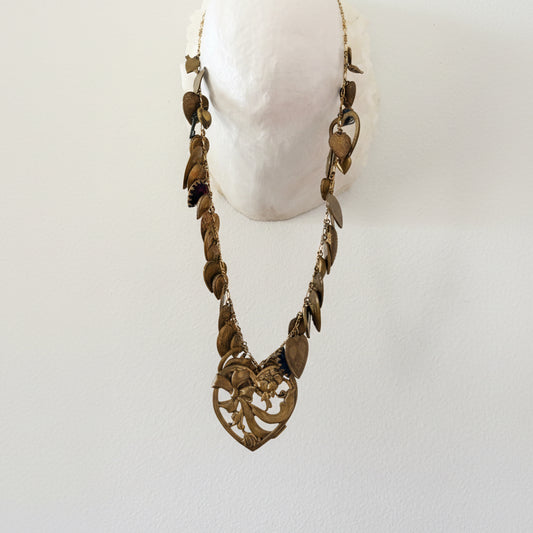 French Heart Locket Face Necklace