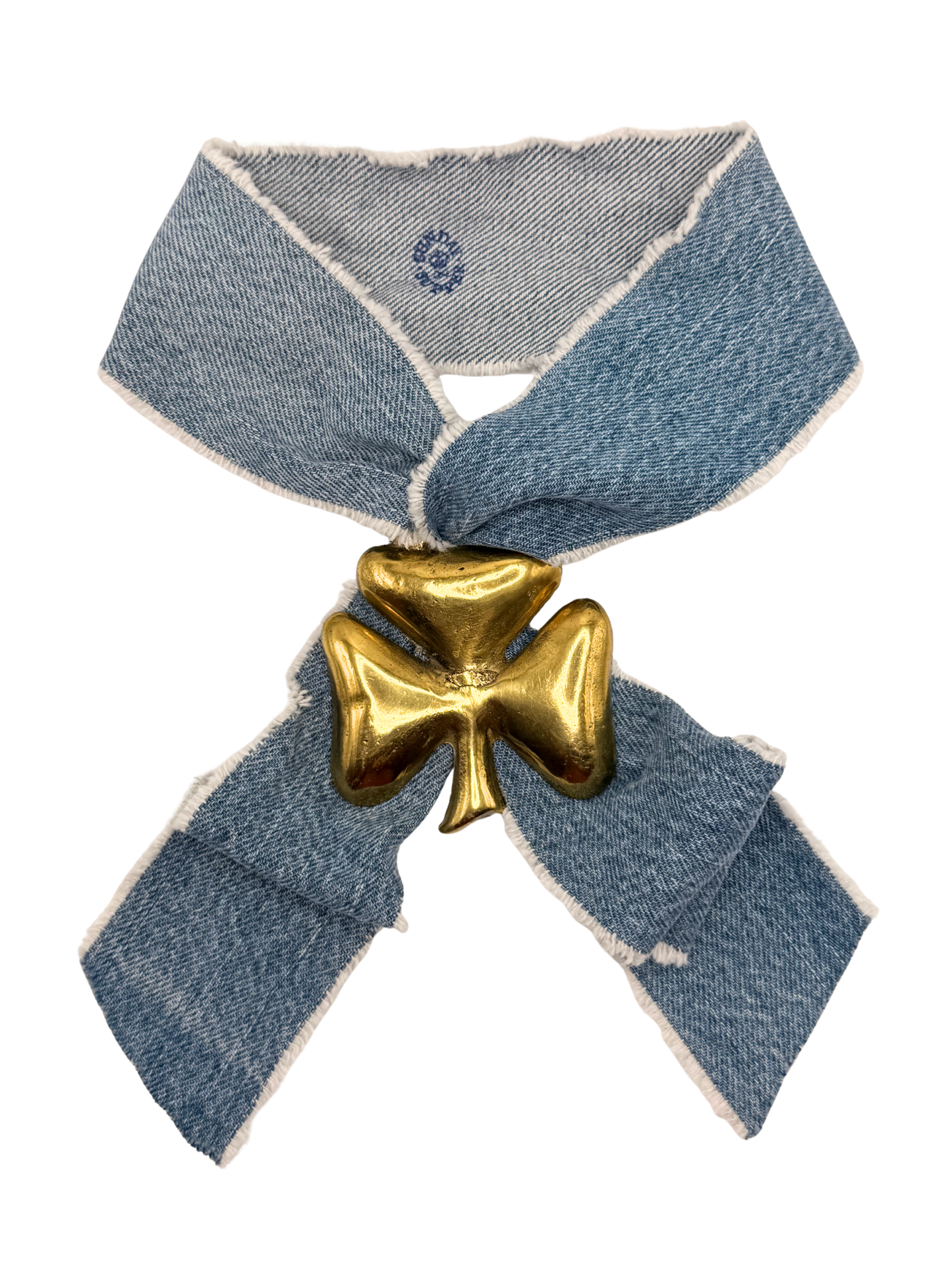 Shamrock Vintage Horse Brass Medallion + Denim Twilly