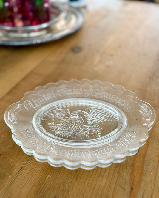 Vintage Bicentennial Glass Patriotic Plates | Set of 2