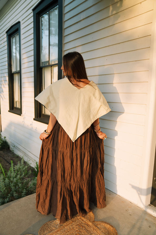 THE ROSA MARIA | Linen & Denim Reversible Cape | Butter a la Carter
