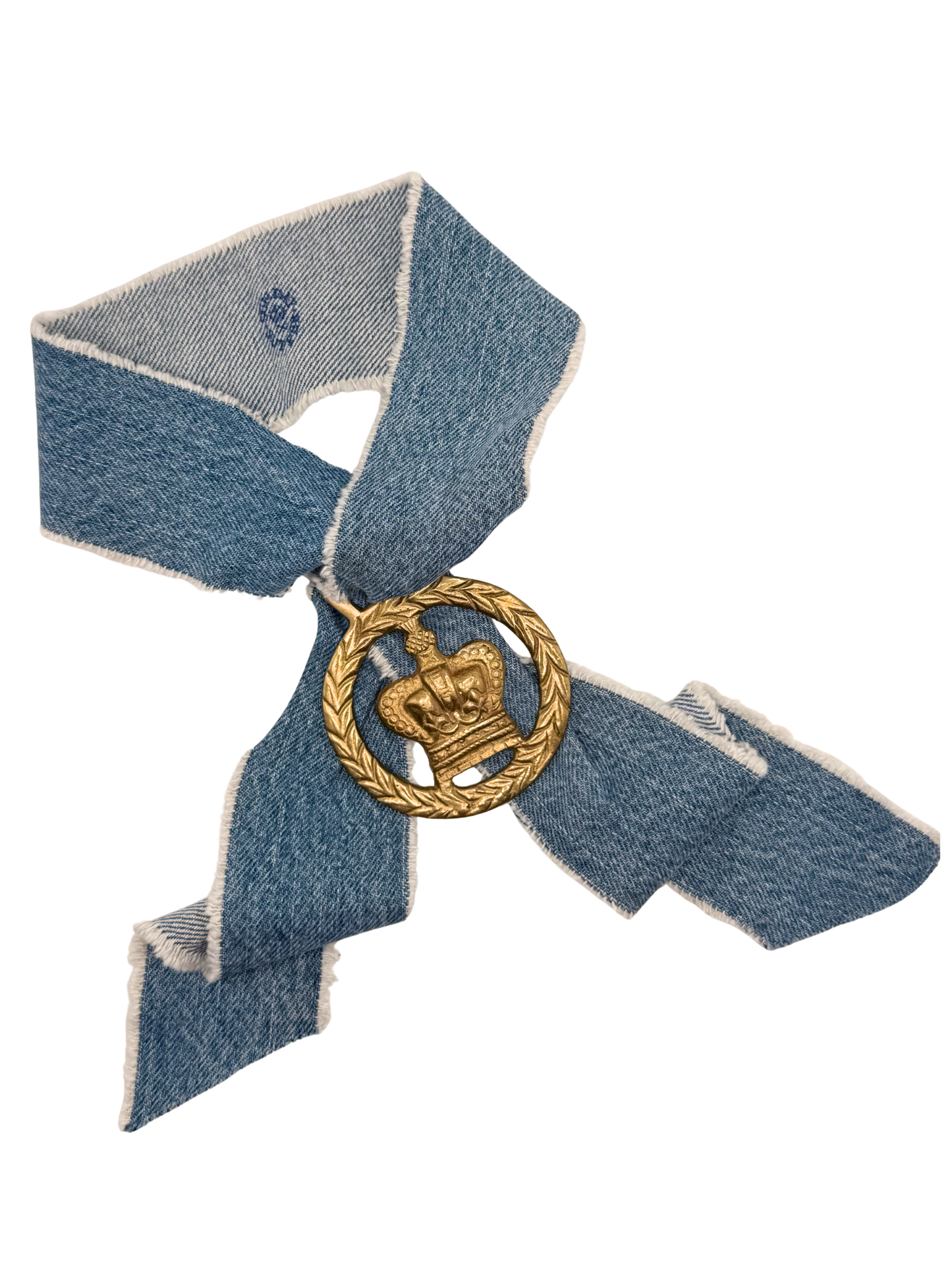 Crown Vintage Horse Brass Medallion + Denim Twilly