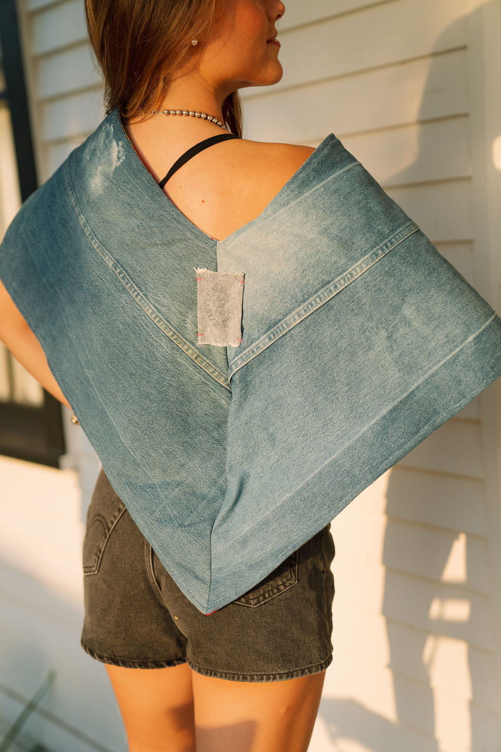 THE ROSA MARIA | Antique Quilt & Denim Reversible Cape | La Feria