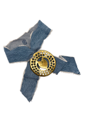 Heart Disc Vintage Horse Brass Medallion + Denim Twilly