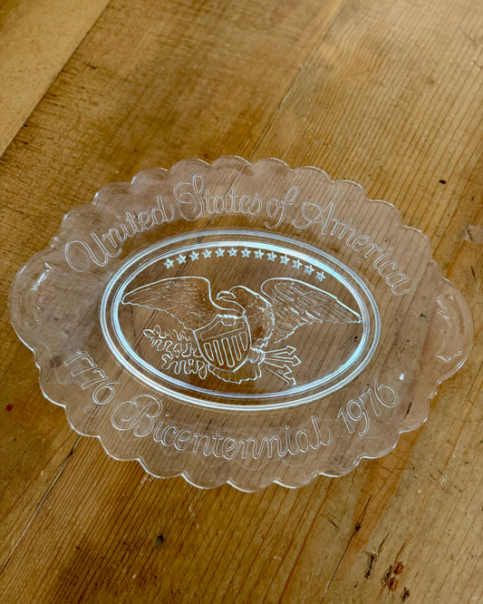 Vintage Bicentennial Glass Patriotic Plates | Set of 2