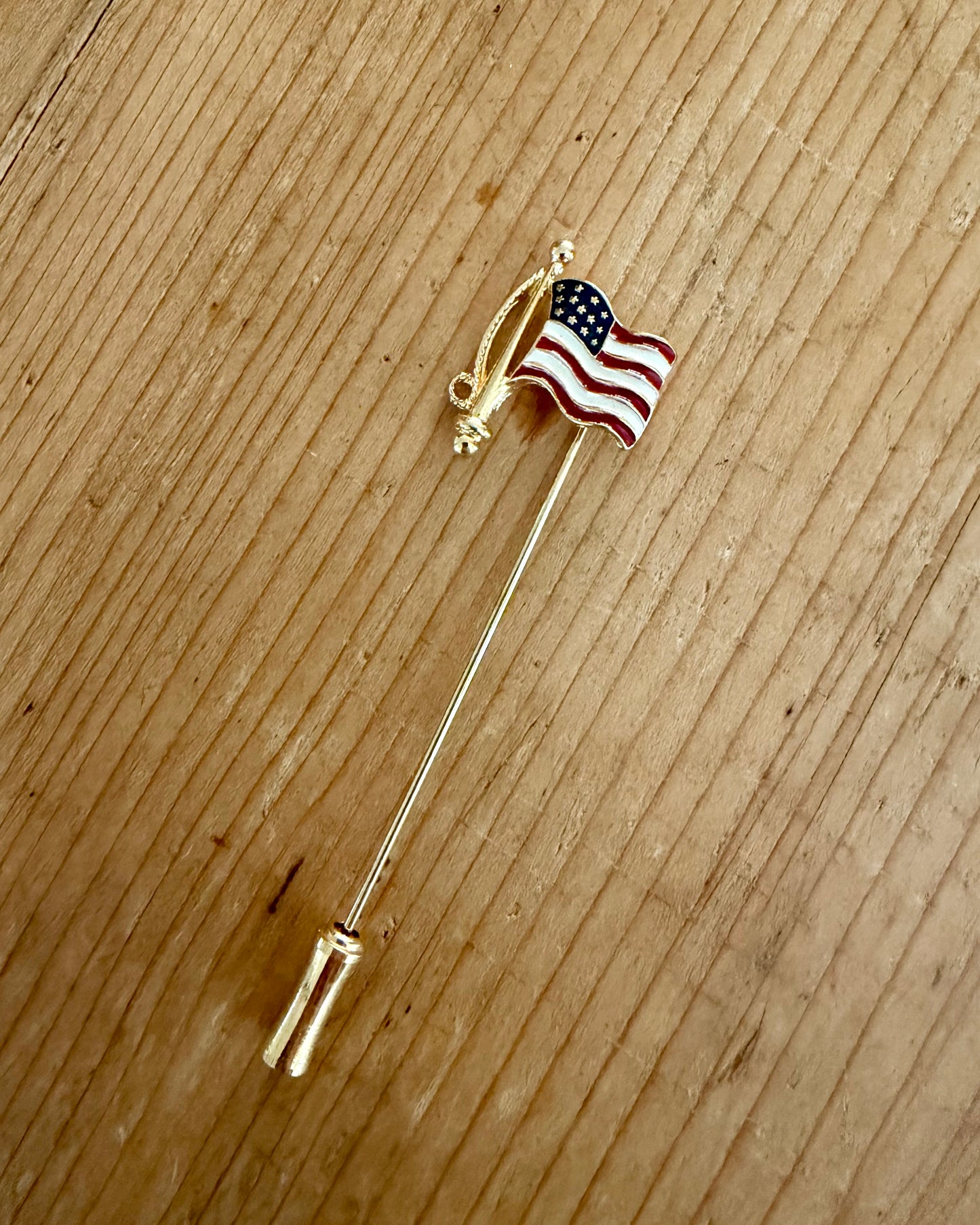 Patriotic Brooch | Vintage American Flag Hat Pin
