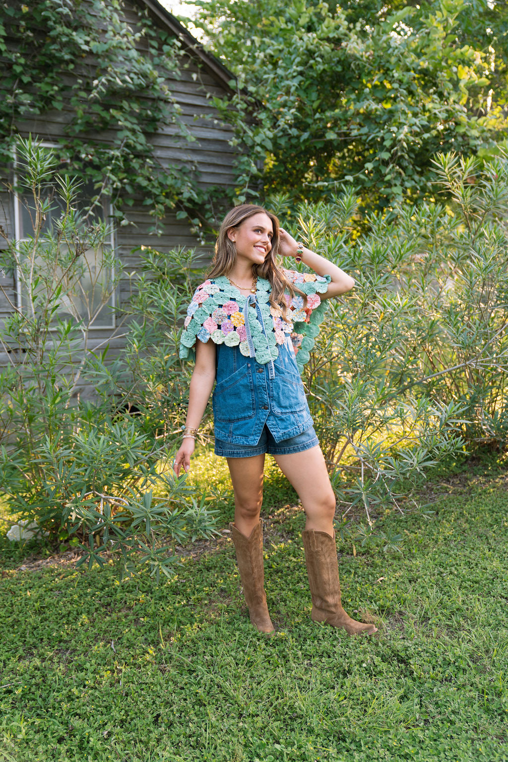 THE ROSA MARIA | Yo-Yo Rosette Cape | Sage Bloom