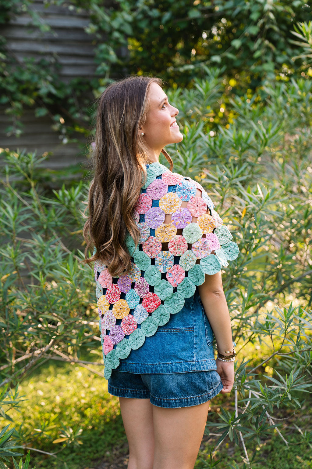 THE ROSA MARIA | Yo-Yo Rosette Cape | Sage Bloom