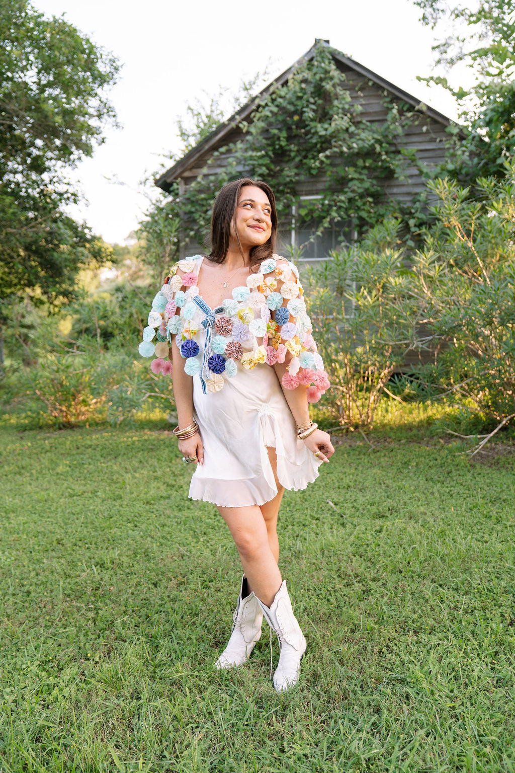 THE ROSA MARIA | Yo-Yo Rosette Cape | Pastel Confetti