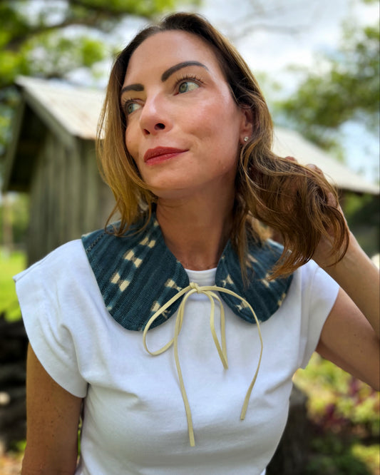 THE MAGGIE | Reversible Vintage Bogolan Collar - Indigo & Denim