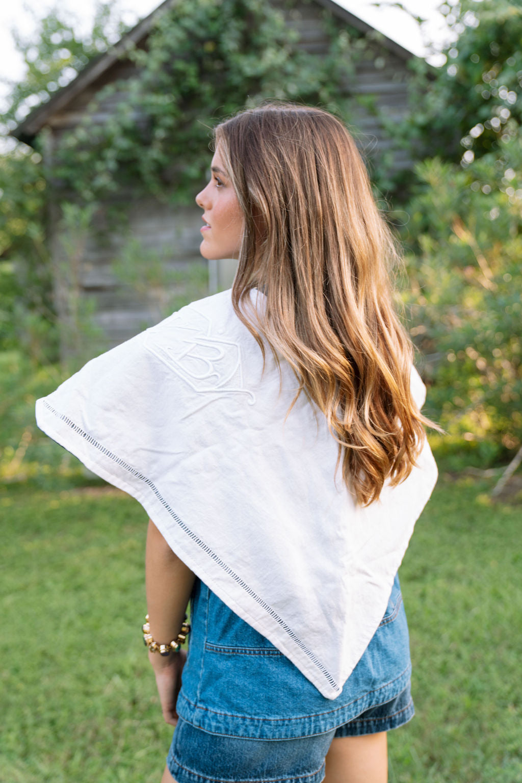THE ROSA MARIA | Linen & Denim Reversible Cape | La Patrona