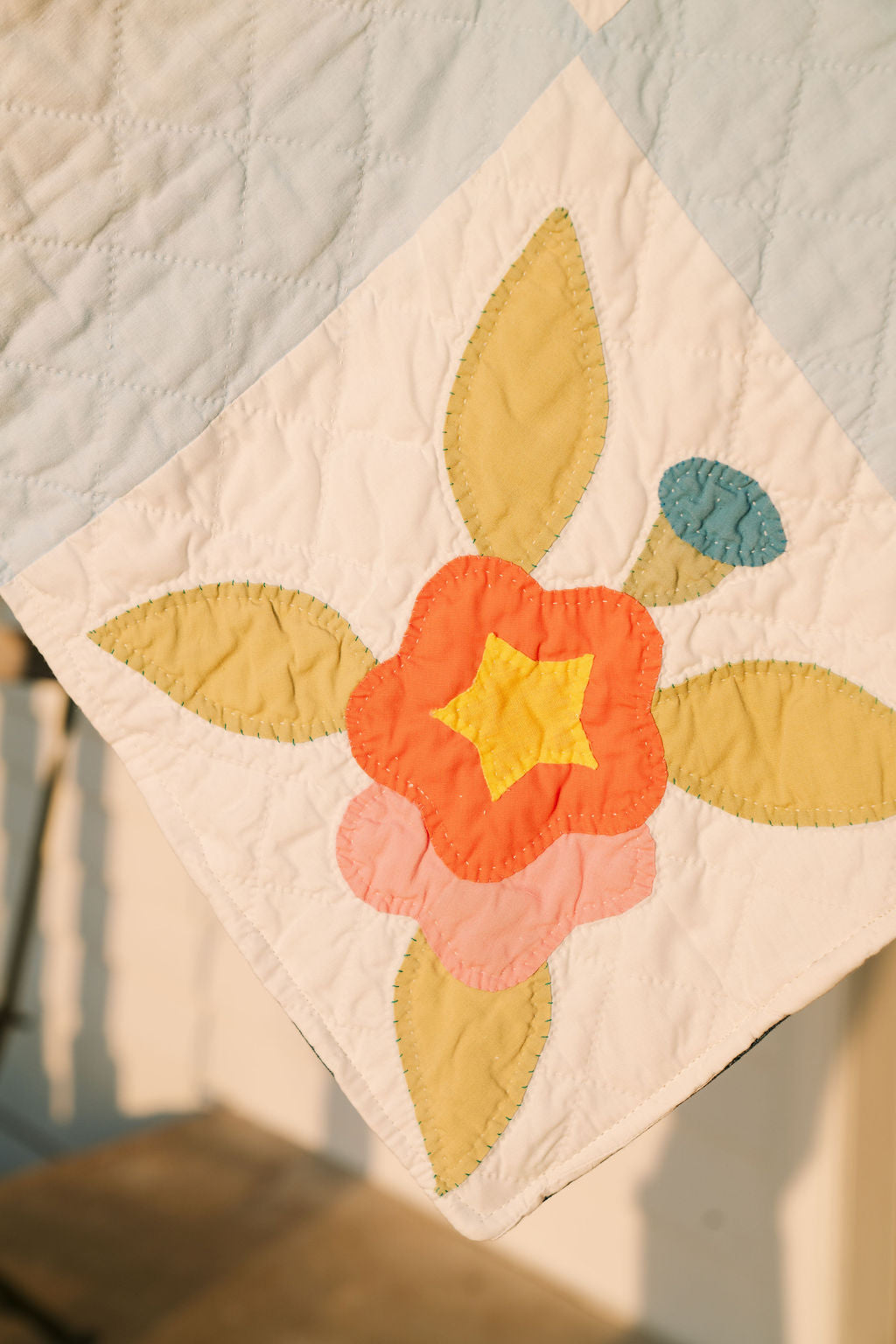 THE ROSA MARIA | Antique Quilt & Denim Reversible Cape | Petite Posy