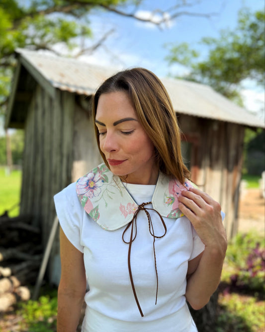 THE MAGGIE | Reversible Vintage Floral Print Linen Collar