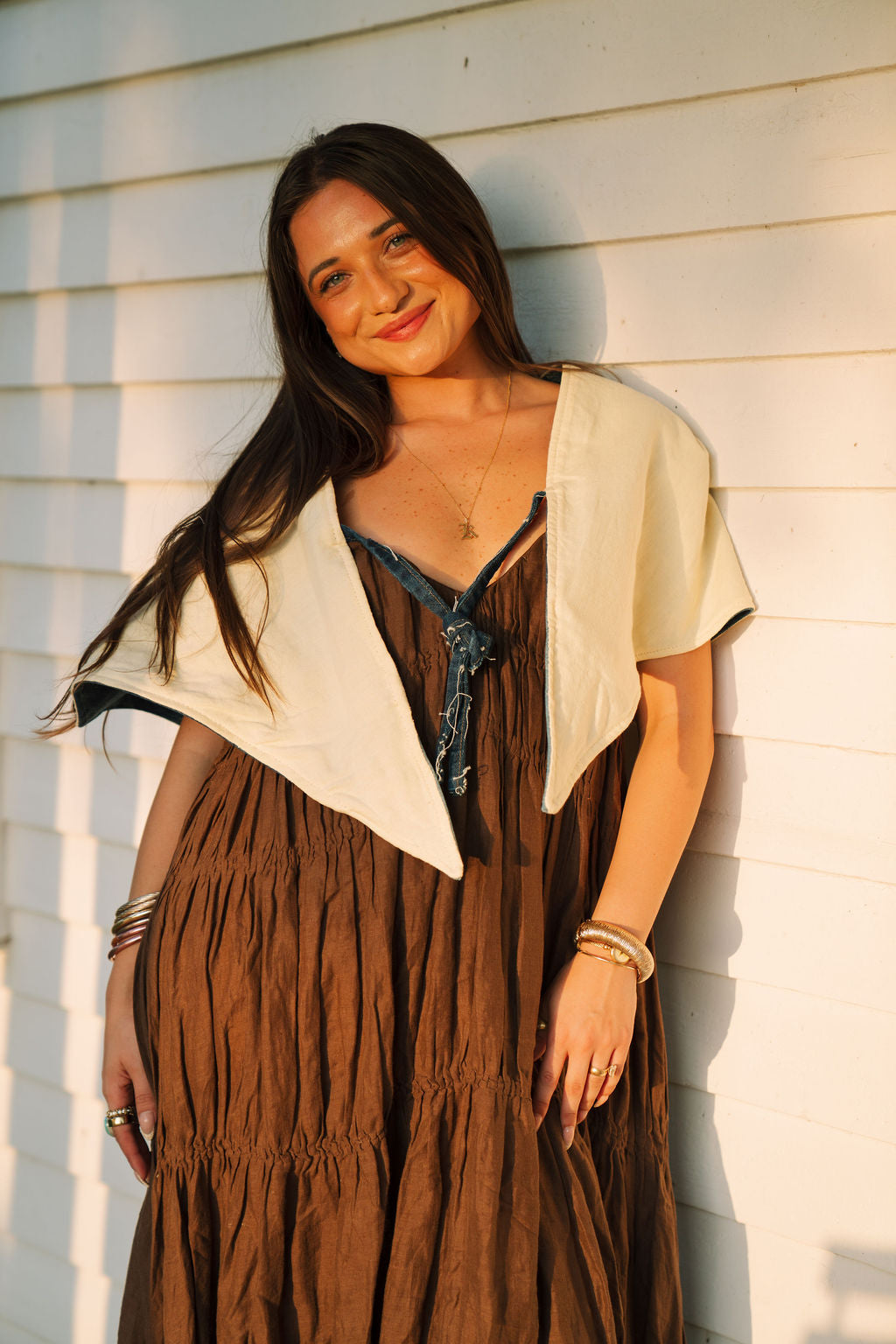 THE ROSA MARIA | Linen & Denim Reversible Cape | Butter a la Carter