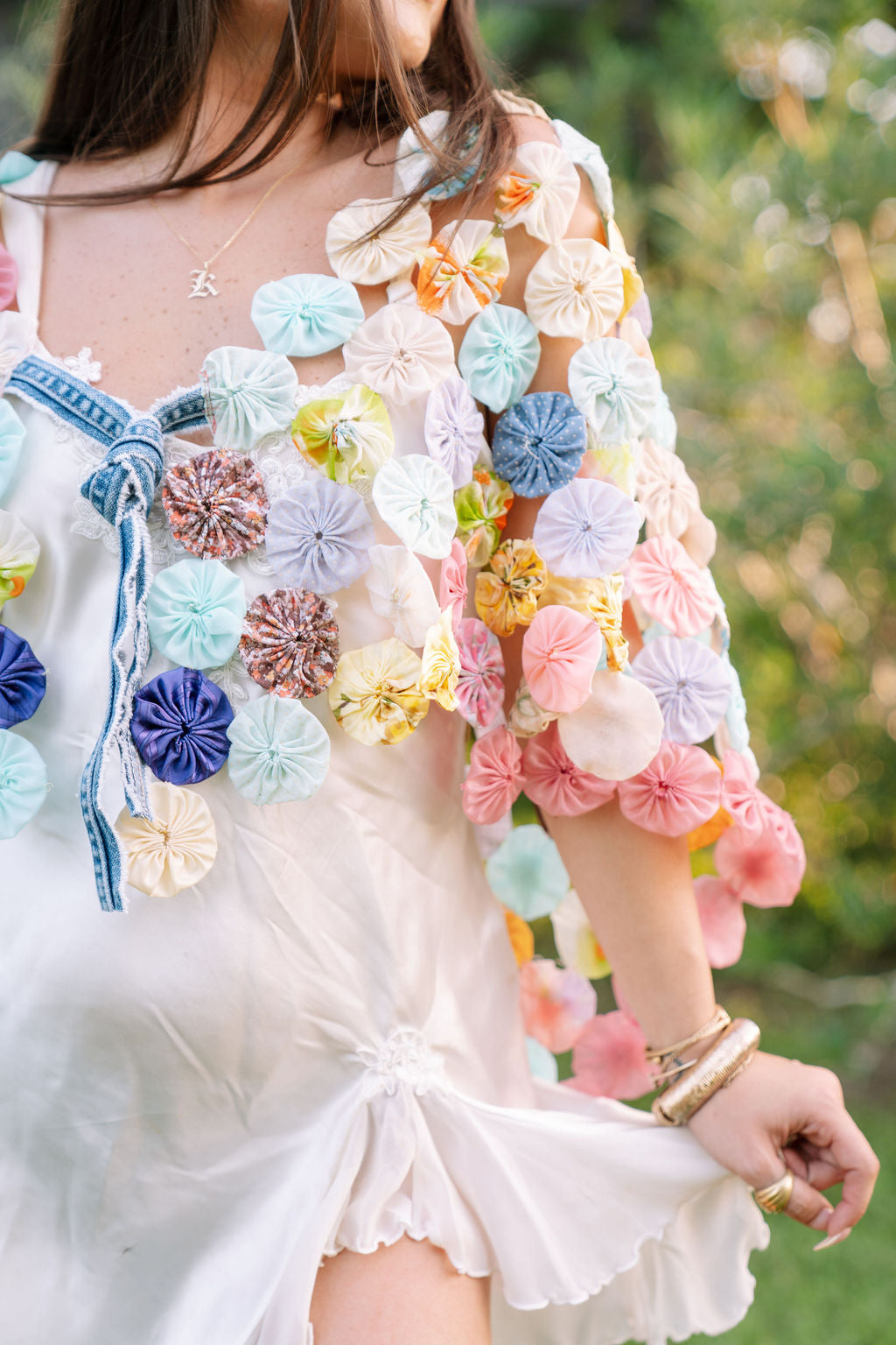 THE ROSA MARIA | Yo-Yo Rosette Cape | Pastel Confetti