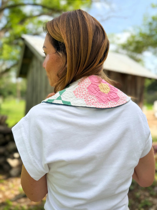 THE MAGGIE | Reversible Grandmother's Flower Garden Quilt Collar