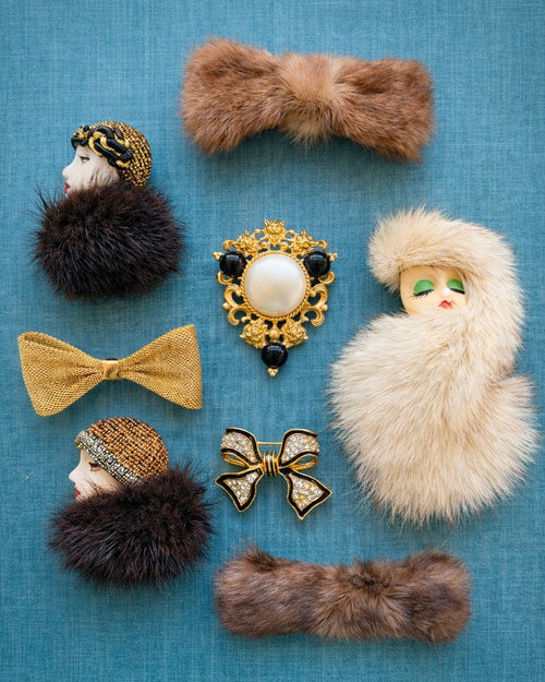 Fox Brooch - White Fur Lady