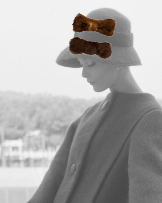 Mink Bow Tie Brooch