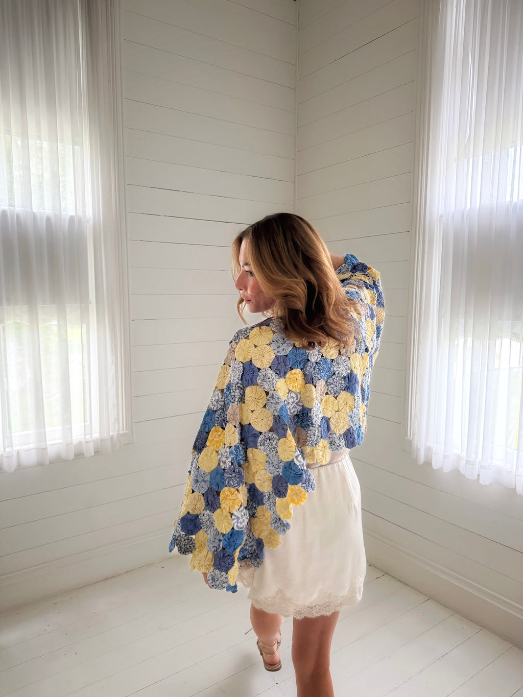 THE MOLLY GOODNIGHT | Yo-Yo Rosette Crop - Cornflower & Butter