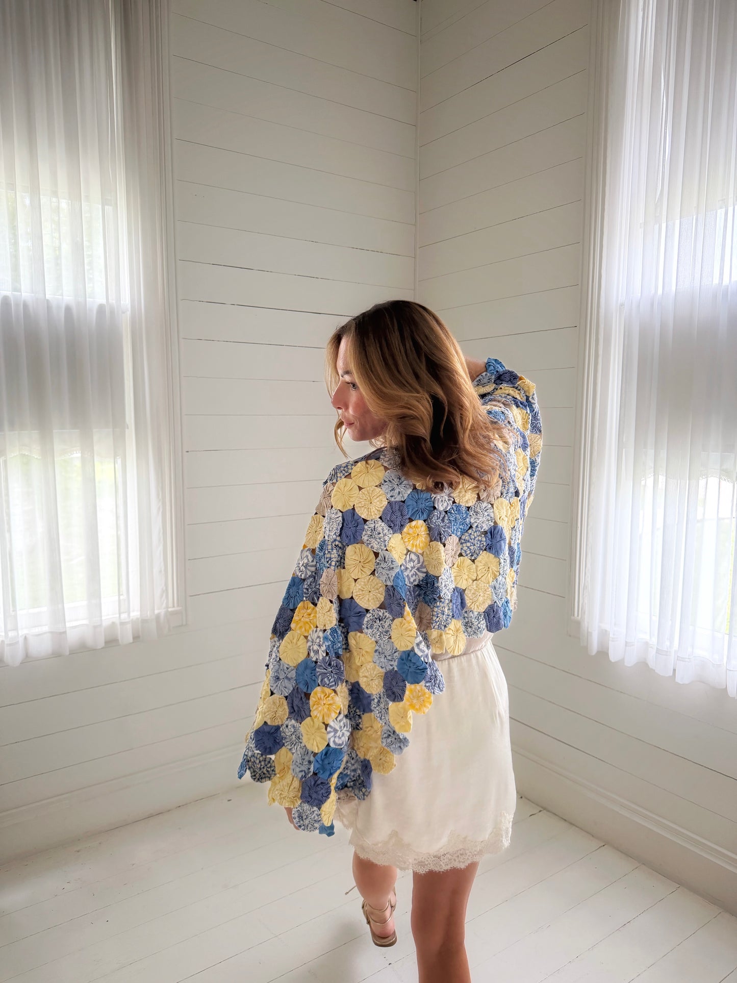 THE MOLLY GOODNIGHT | Yo-Yo Rosette Crop - Cornflower & Butter