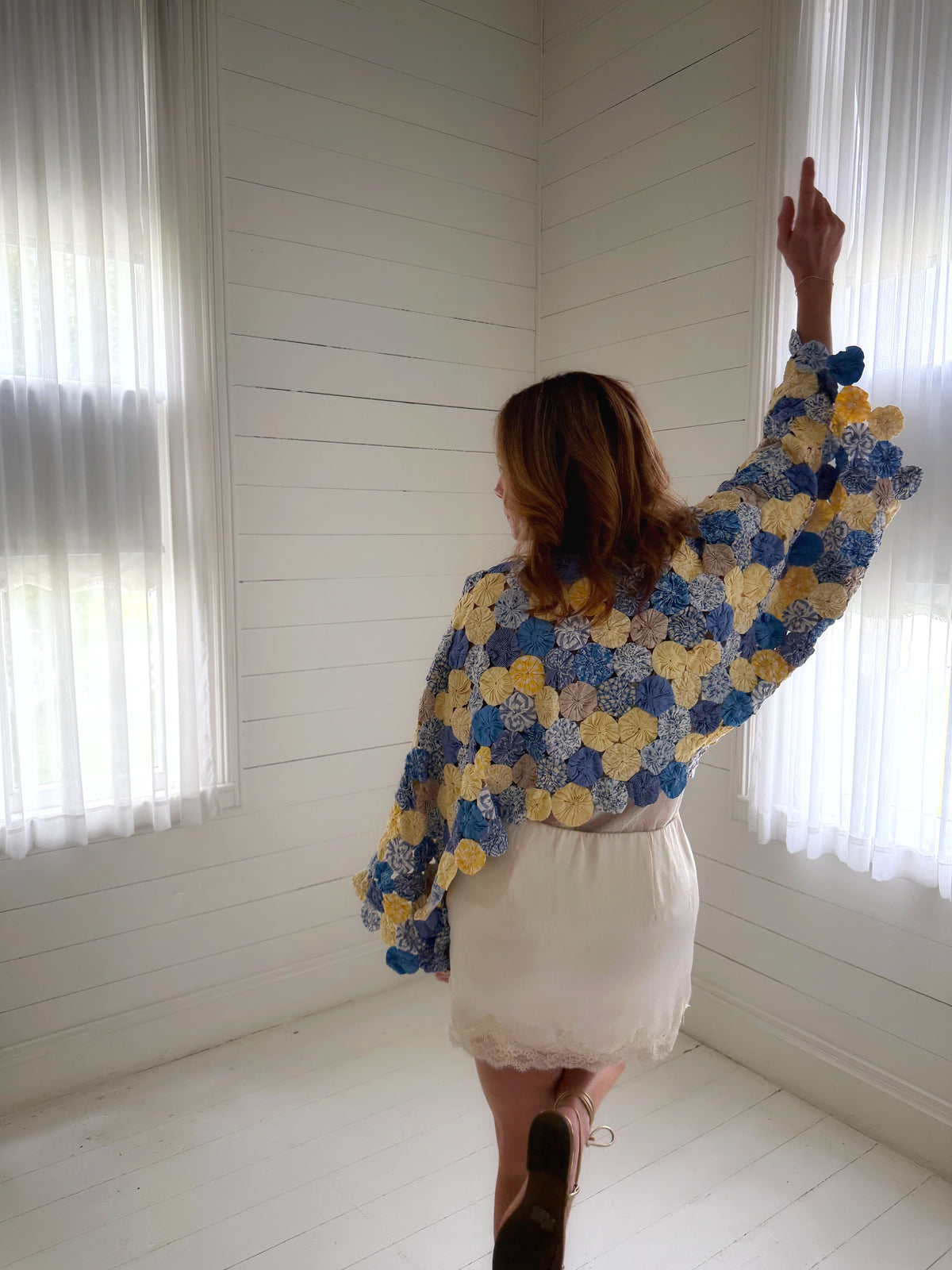 THE MOLLY GOODNIGHT | Yo-Yo Rosette Crop - Cornflower & Butter
