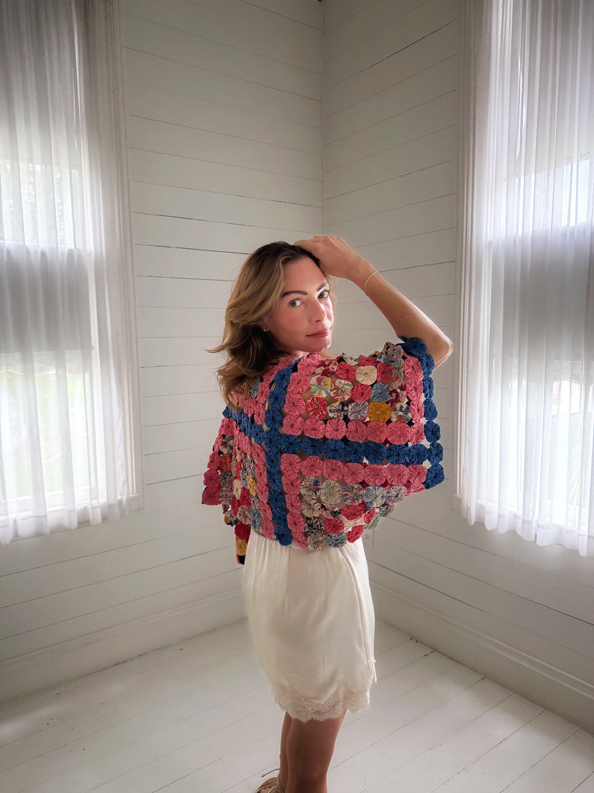 THE MOLLY GOODNIGHT | Yo-Yo Rosette Crop - Cobalt & Rose