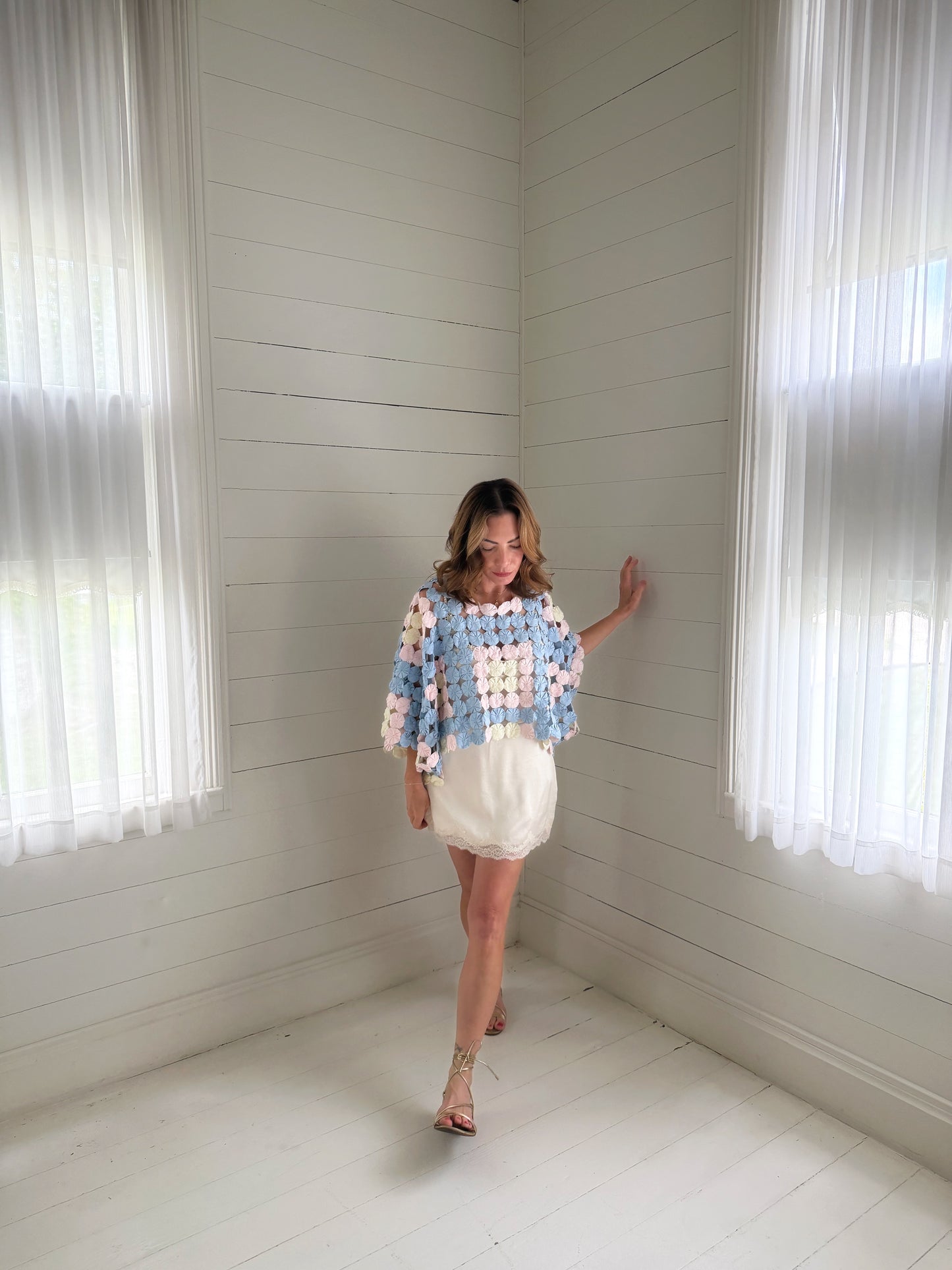 THE MOLLY GOODNIGHT | Yo-Yo Rosette Crop - Powder Blue & Blush