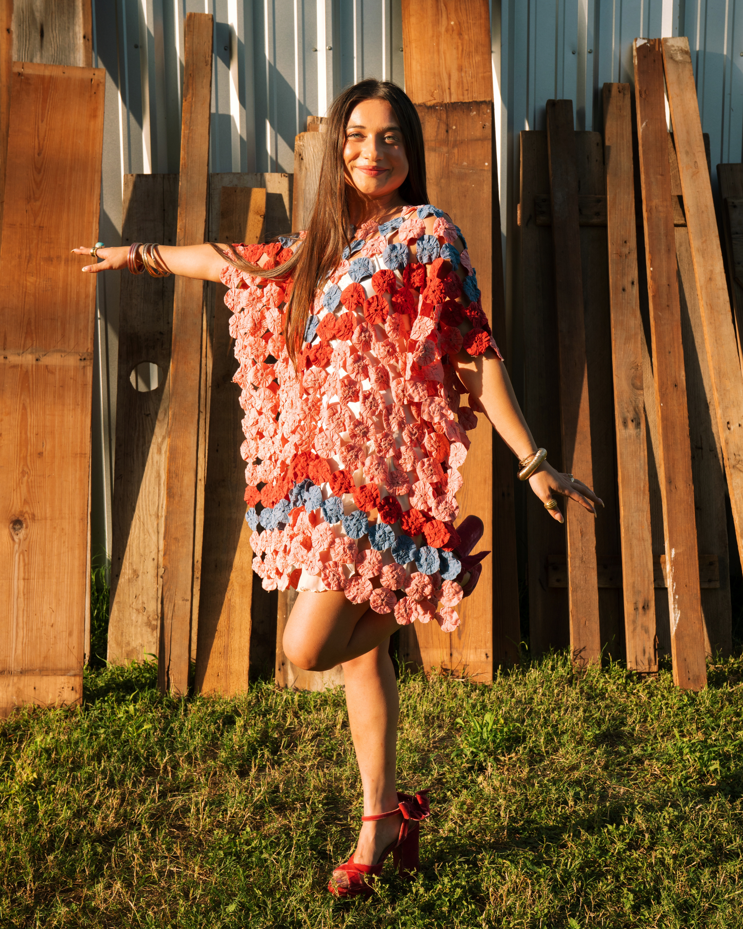 THE LIZZIE | Yo-Yo Rosette Mini Caftan | Sangre de Cristo Sunset