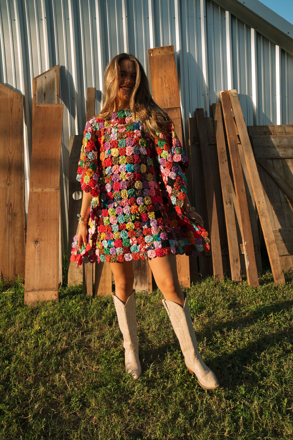 THE LIZZIE | Yo-Yo Rosette Mini Caftan | Fiesta