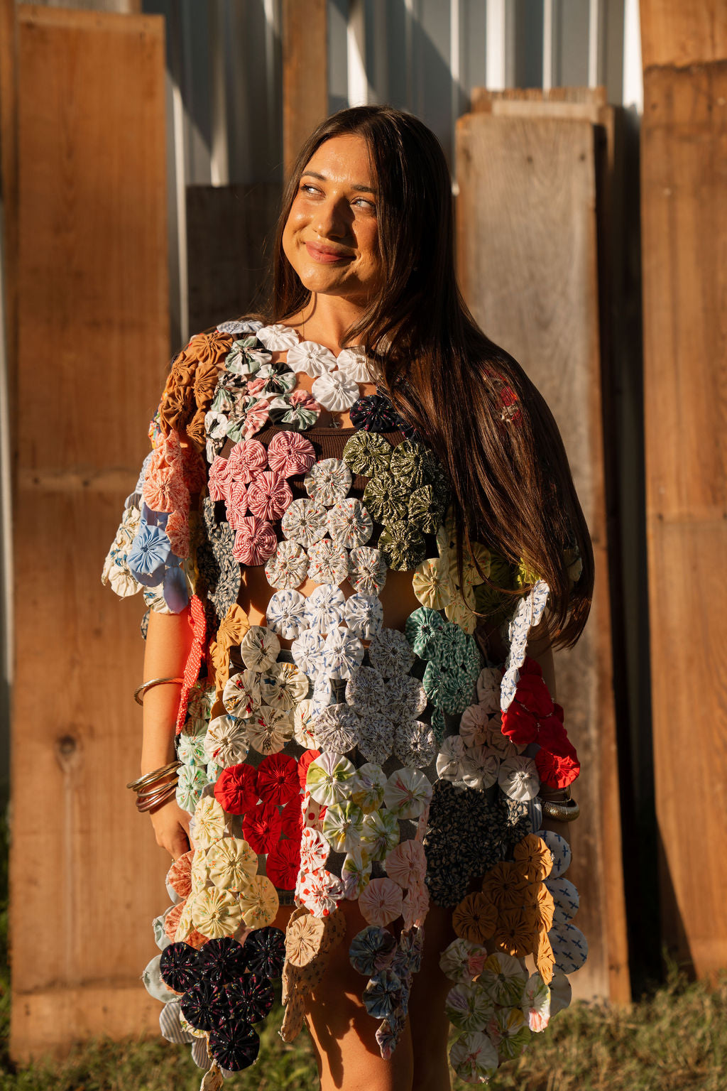 THE LIZZIE | Yo-Yo Rosette Mini Caftan | Chinese Checkers