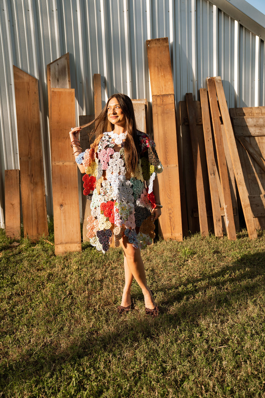 THE LIZZIE | Yo-Yo Rosette Mini Caftan | Chinese Checkers