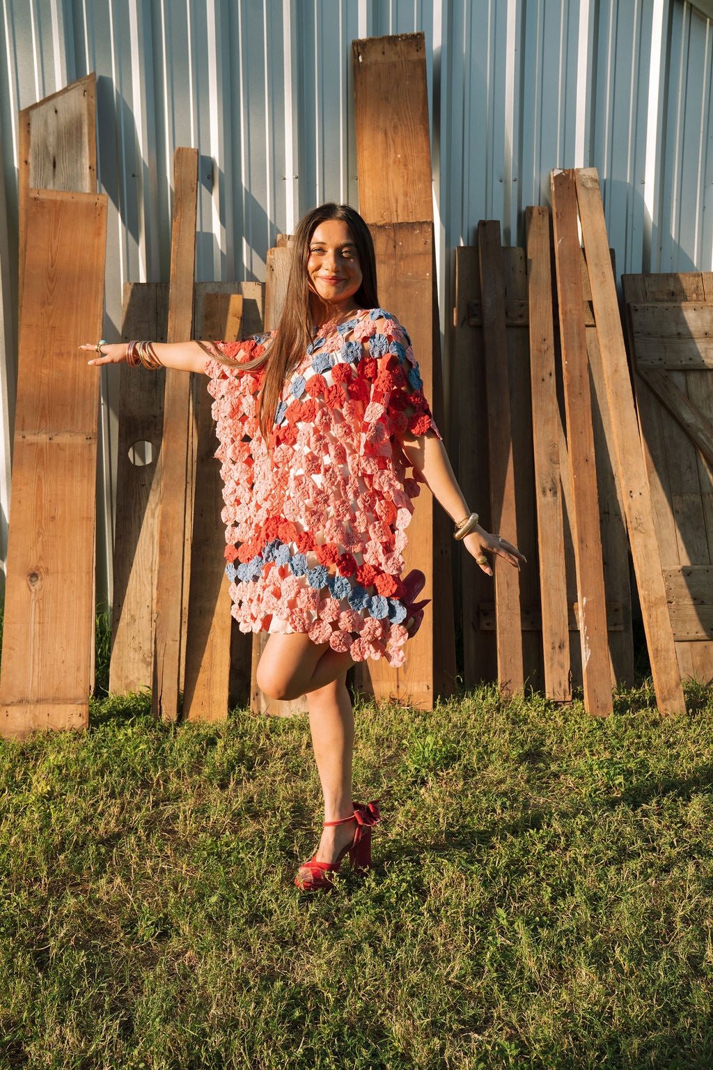 THE LIZZIE | Yo-Yo Rosette Mini Caftan | Sangre de Cristo Sunset